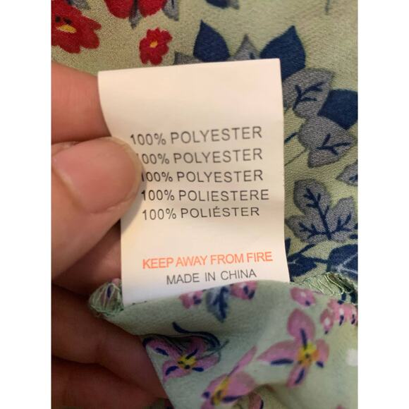 Glamorous green floral long sleeves off shoulders cropped top size Medium - Picture 6 of 11